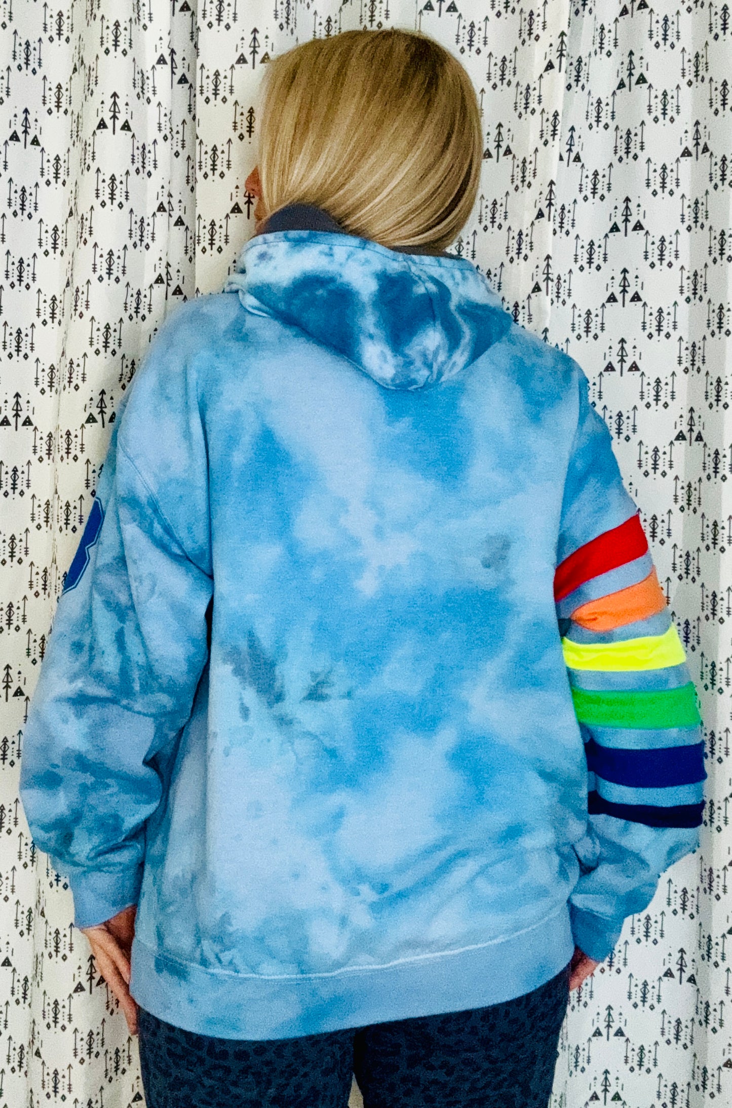 Rainbow On Your Sleeve Tie Dye BUF Hoodie Size- Unisex L/XL