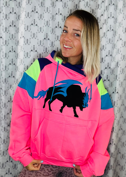 Hot Pink Buffalo Dragonboat Hoodie Women's Size-XL/2X