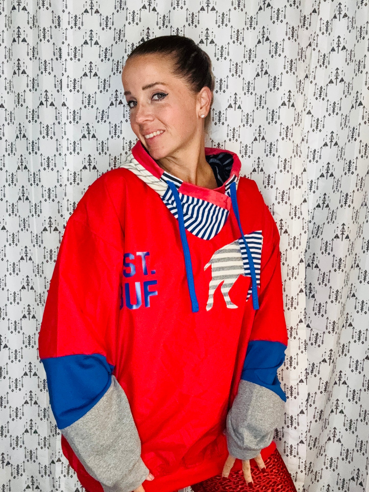 Red Windbreaker Buffalo Hoodie Unisex-XL/2X