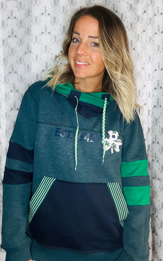 Green & Blue Irish Buffalo Football Hoodie Unisex-M/L