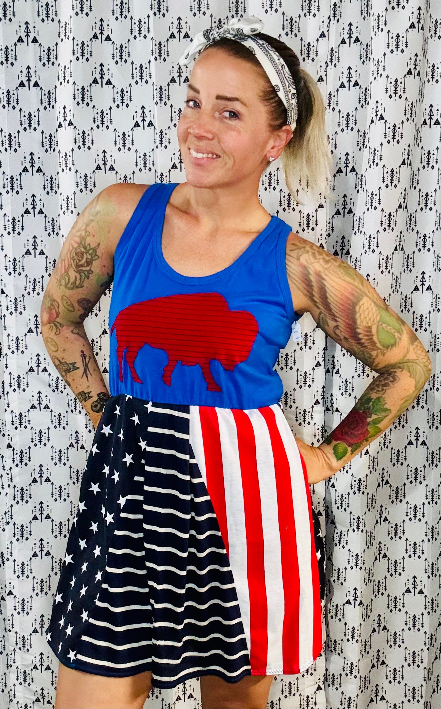 Americana Buffalo Stars and Stripes Dress Size-S/M