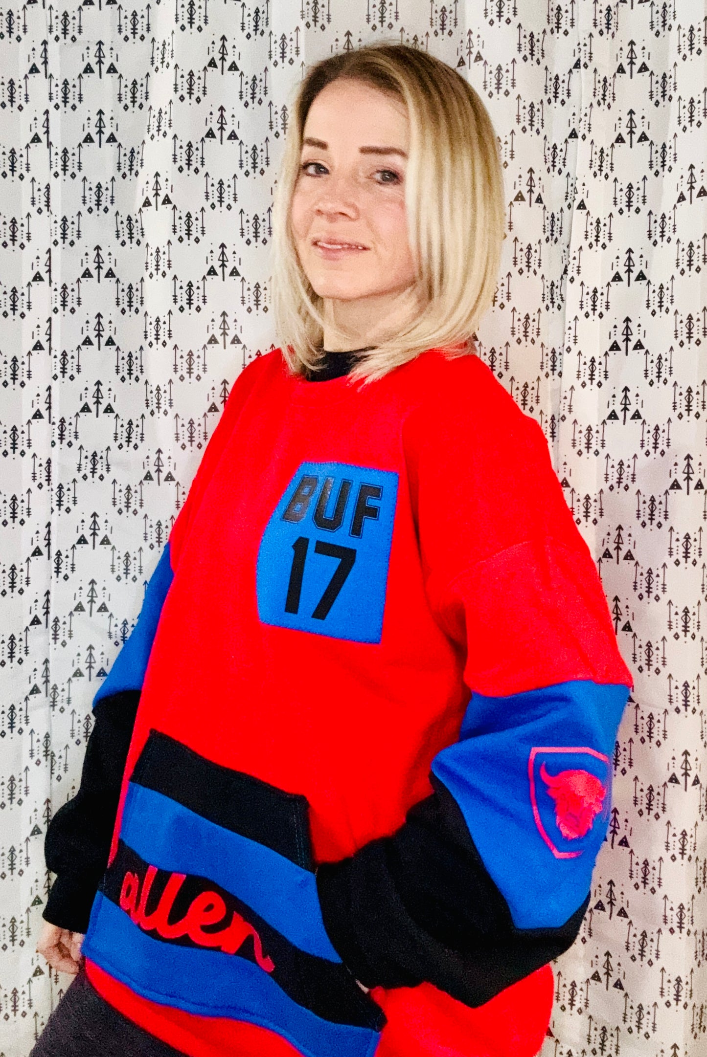 Red Color-Blocked Allen Crewneck Size- Unisex L/XL
