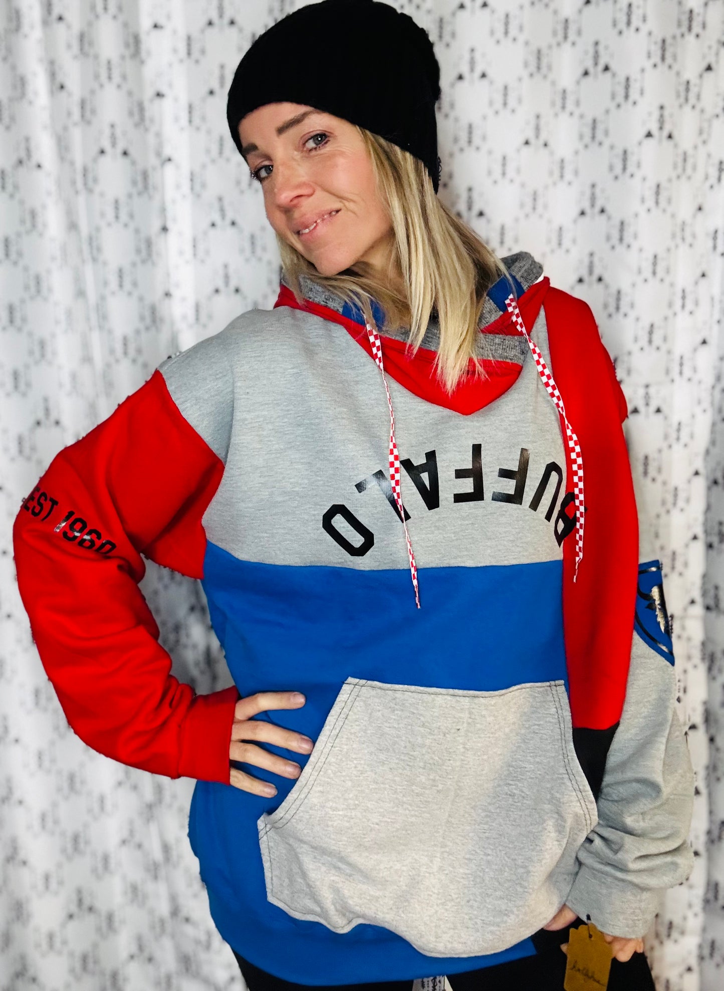 Color-Block 2 Buffalo Hoodie Size- Unisex L/XL