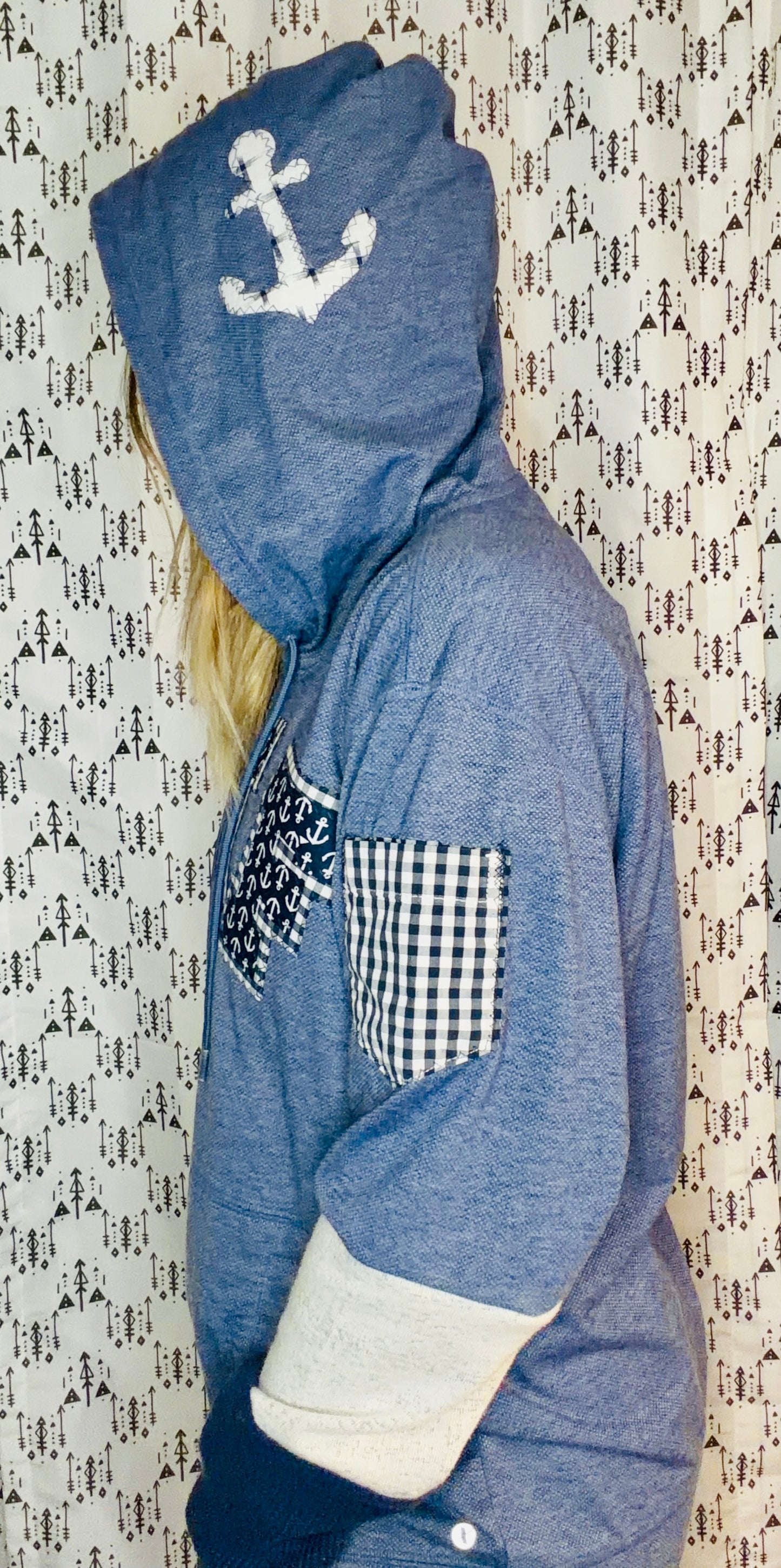 Blue Nautical BUF Zip-Up Hoodie Size Unisex- L/XL