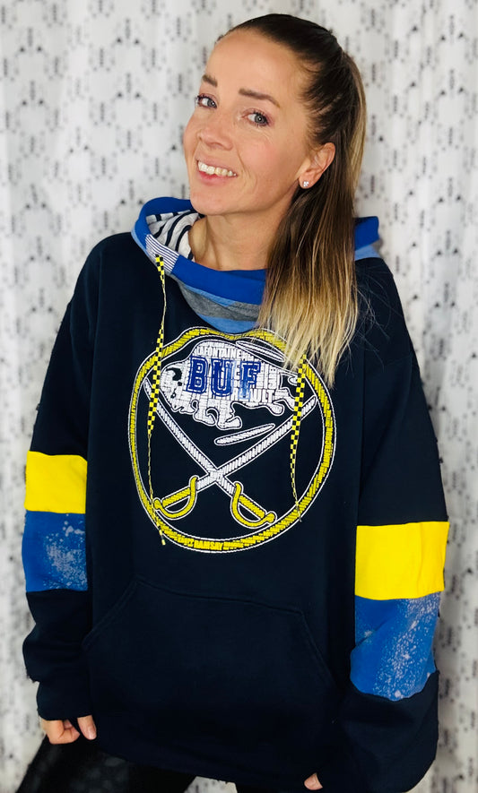 Navy Buffalo Hockey Hoodie Size- Unisex L/XL