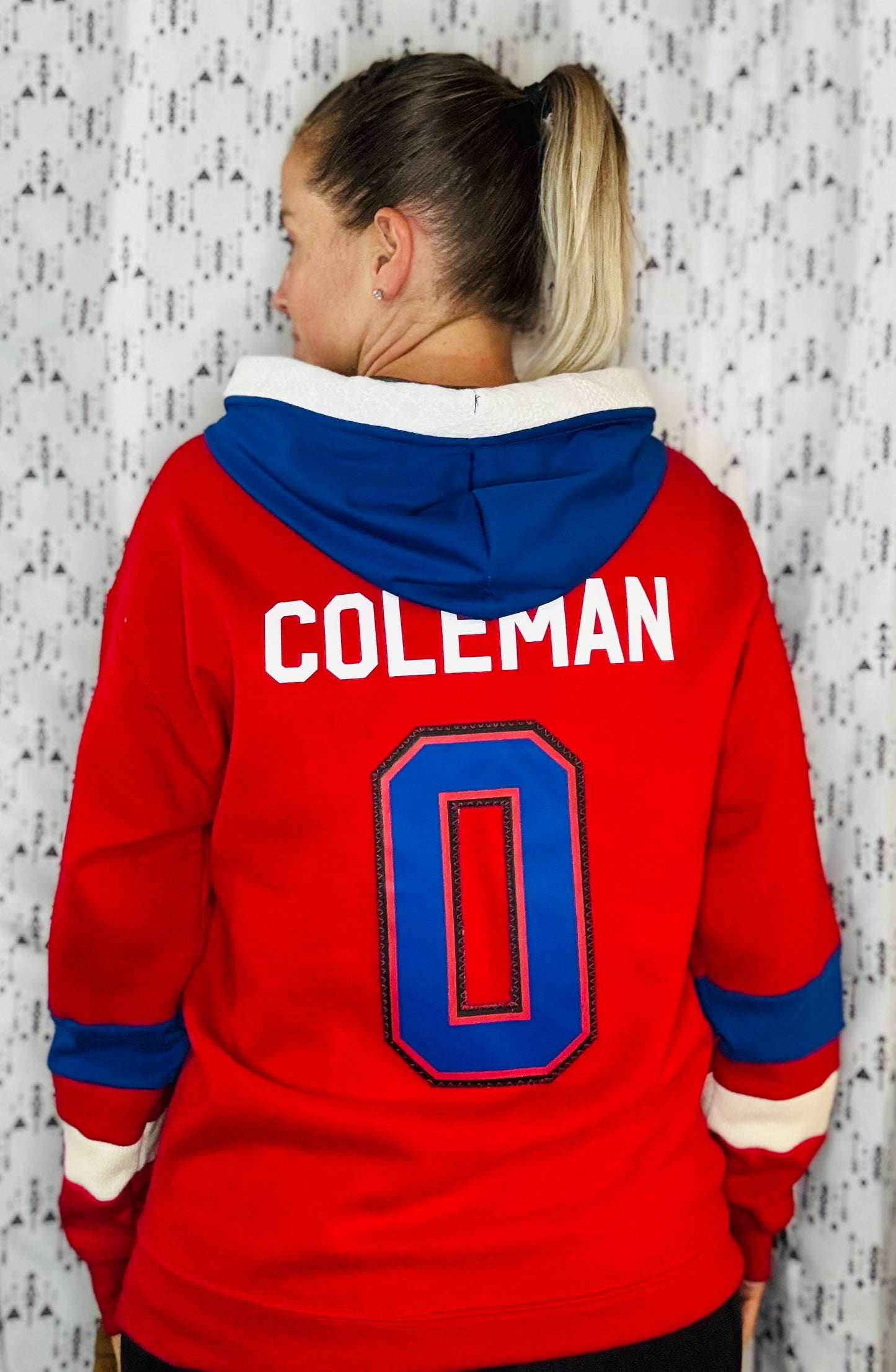 Red Coleman #0 Football Hoodie Size- Unisex M/L