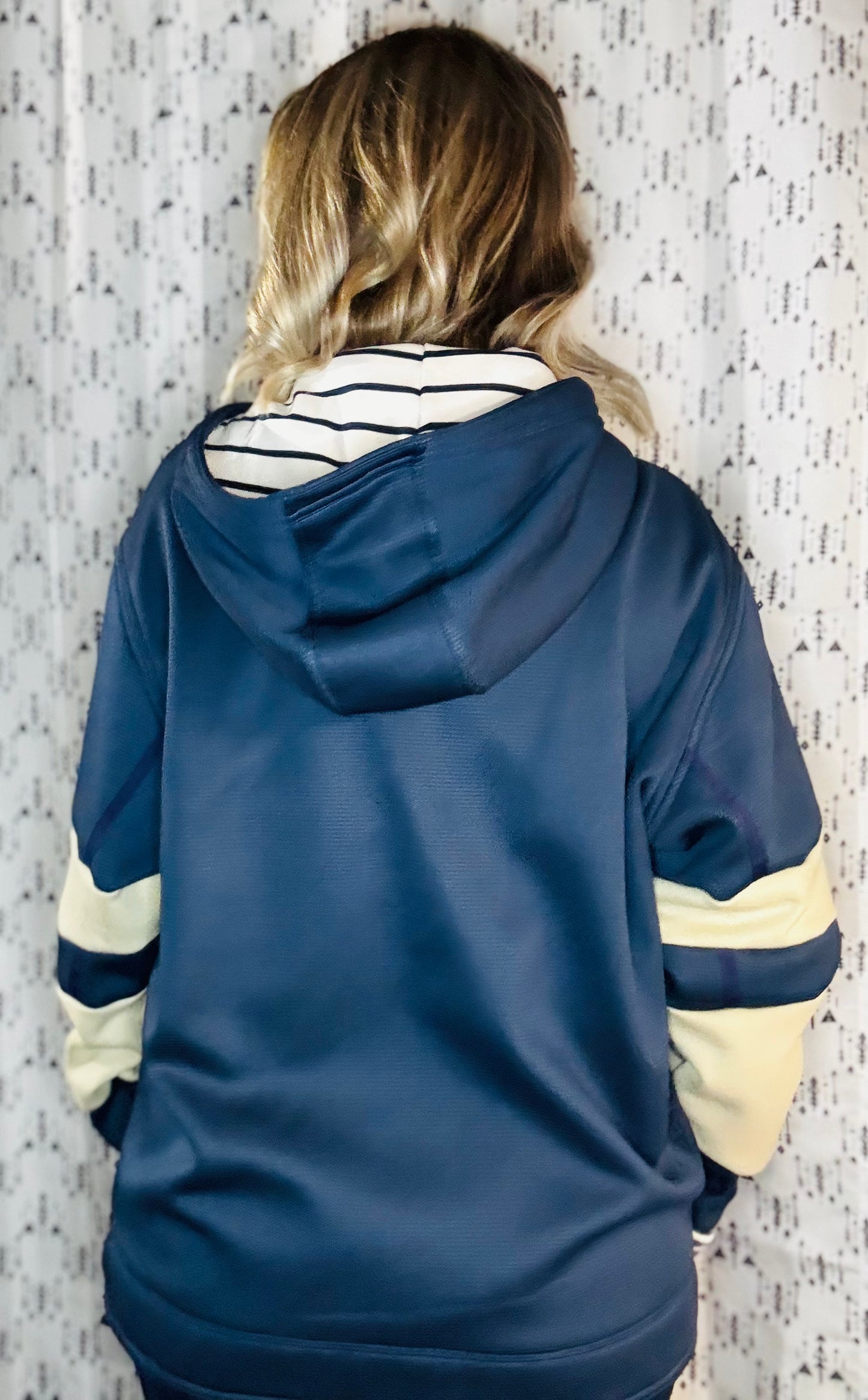 Blue Nautical Buffalo Zip UpHoodie Unisex-L/XL