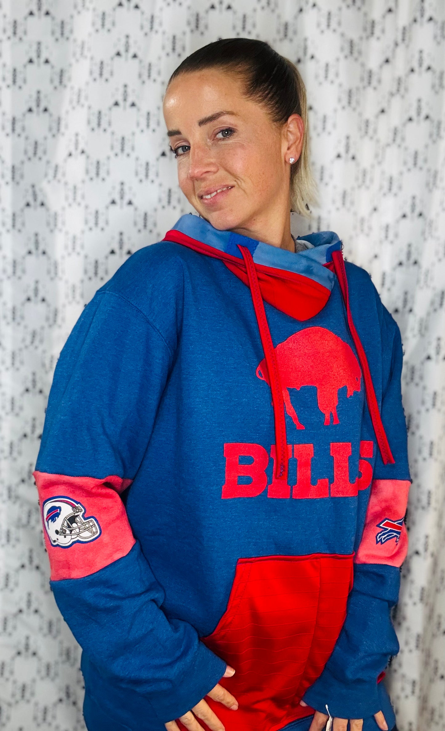 Blue & Tie Dye Buffalo Football Hoodie Unisex-L/XL