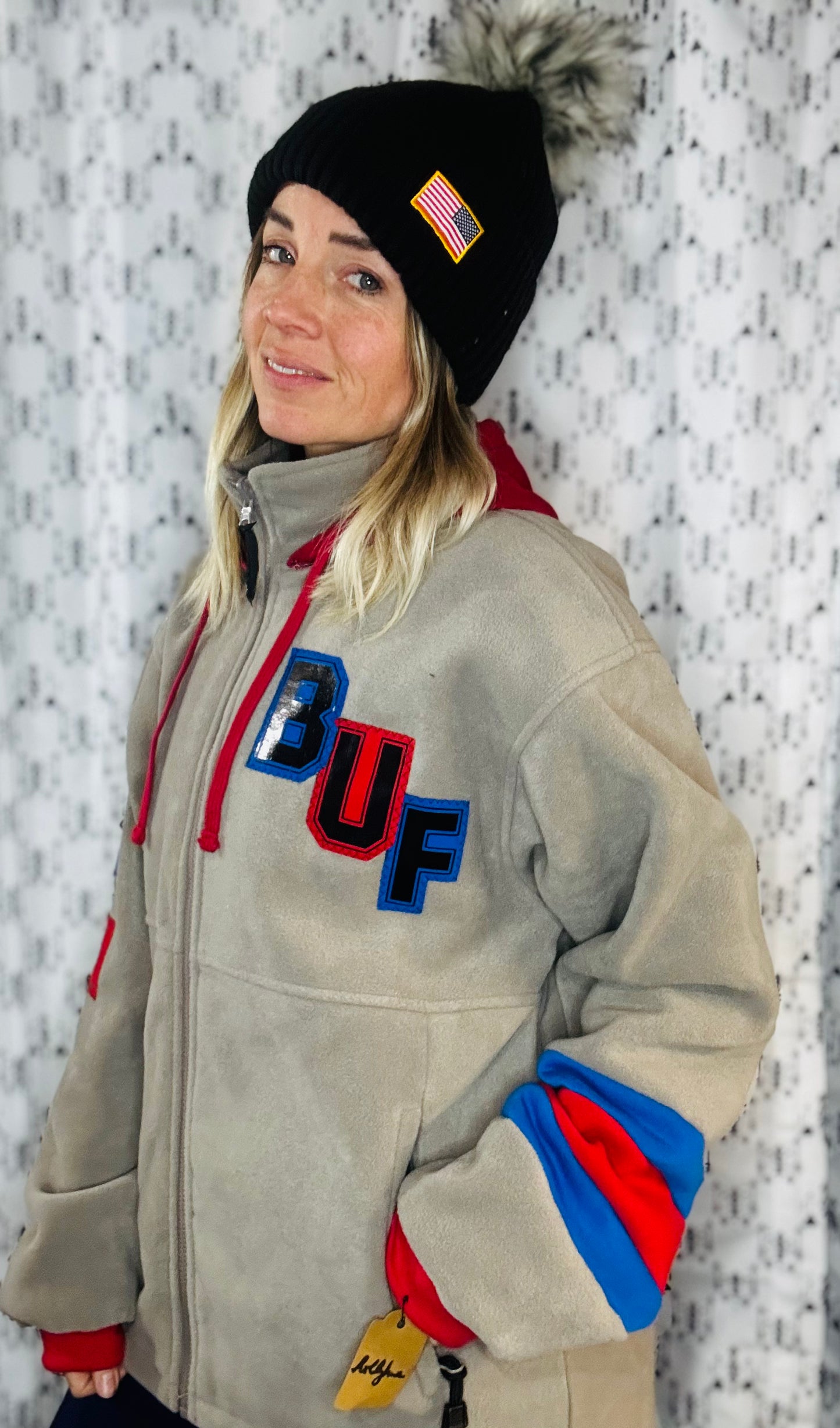 Tan Salute Buffalo Football Zip-Up Hoodie Size- Unisex L/XL