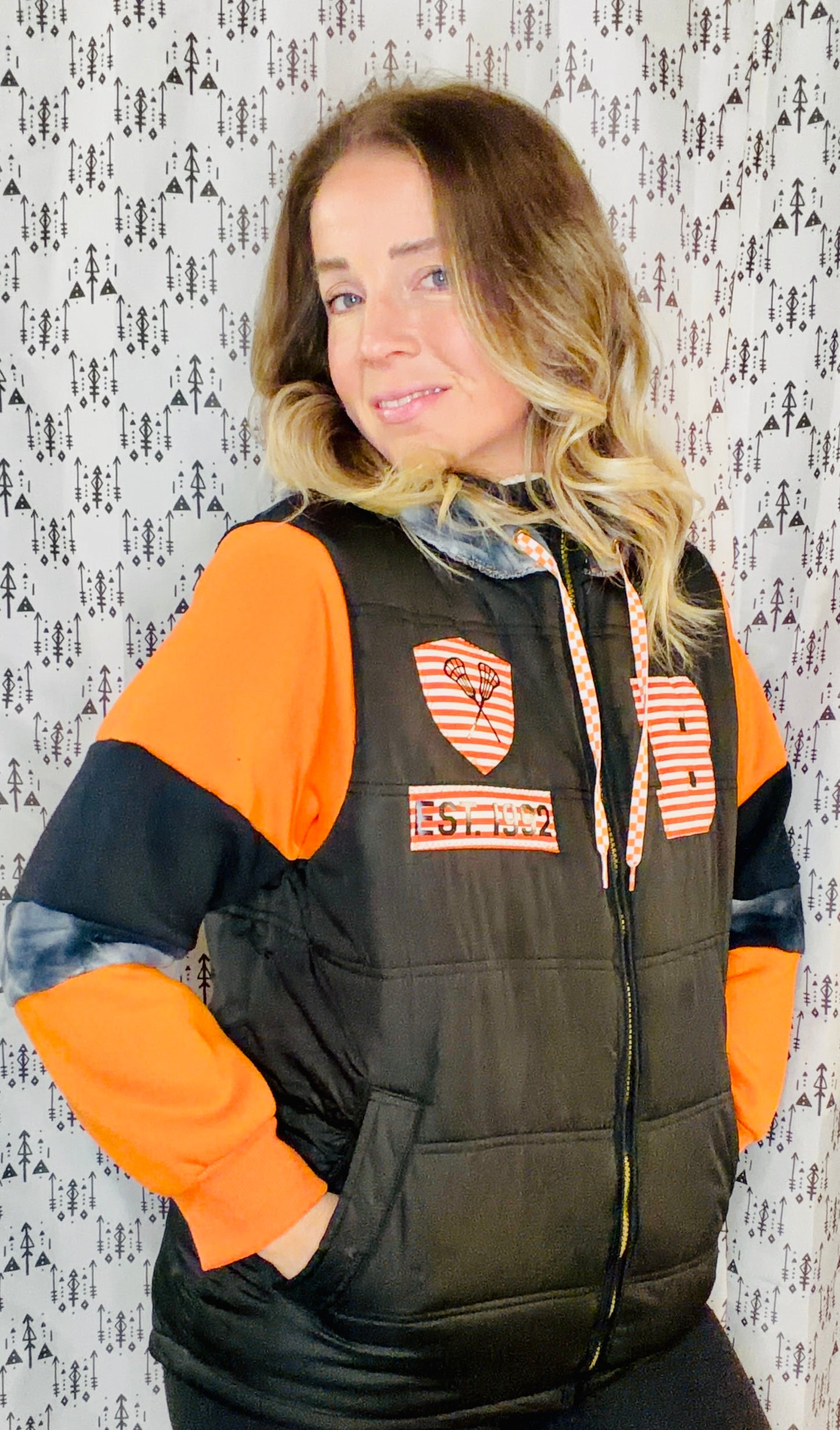 Black Buffalo Lacrosse Puffy Vest Jacket Size- Women's L/XL
