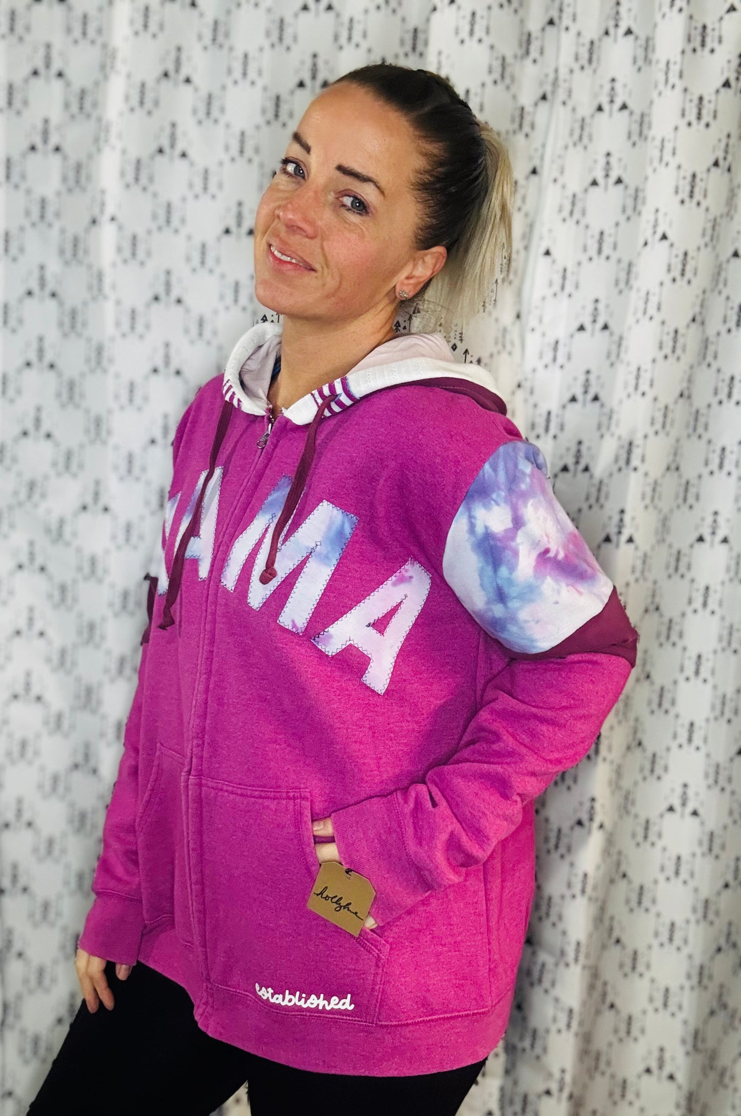 Magenta Zip-Up MAMA Hoodie Women's Size-L/XL