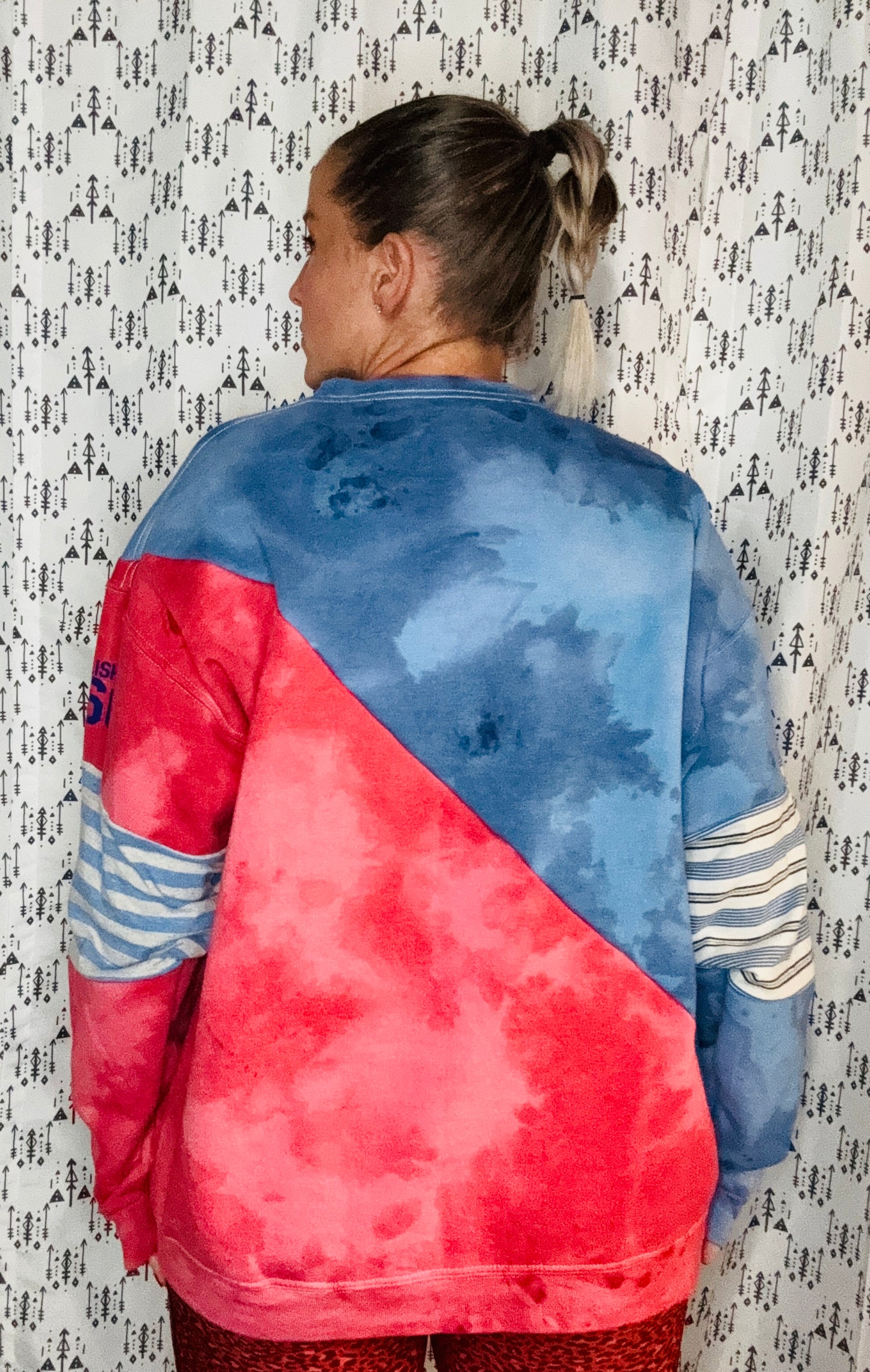 Blue & Red Tie Dye BUF Crewneck Unisex XL/2X