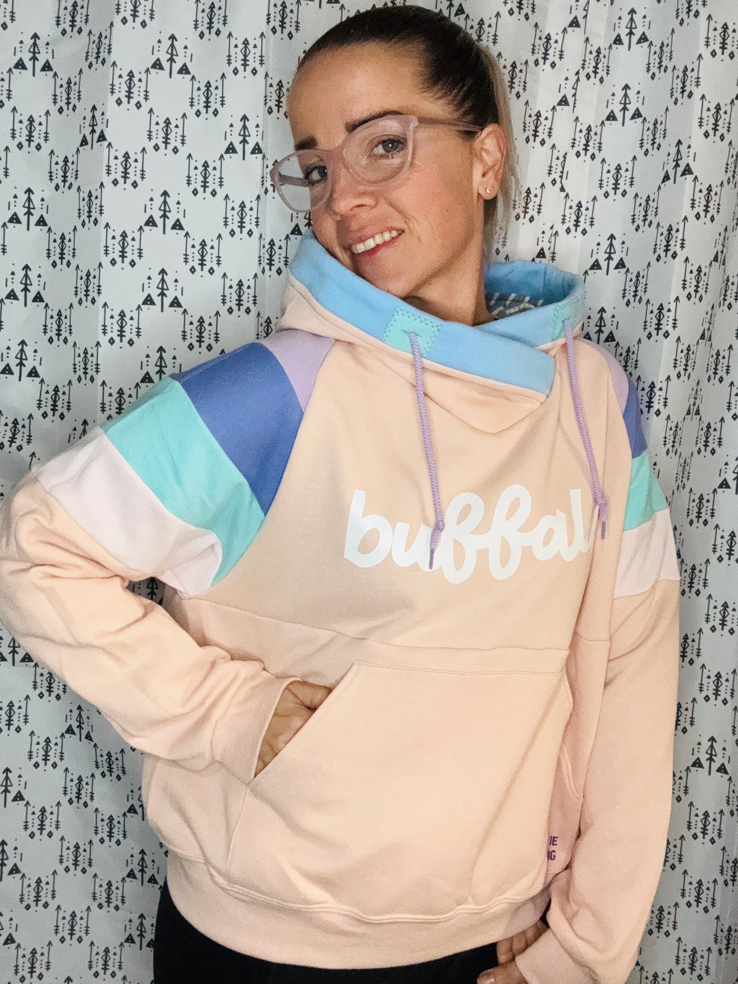 Peach Buffalo Pastel Hoodie Size- Women's M/L