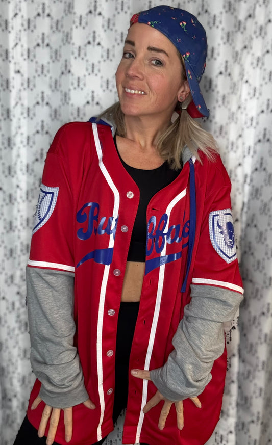 Red Buffalo Baseball Jersey Unisex-L/XL