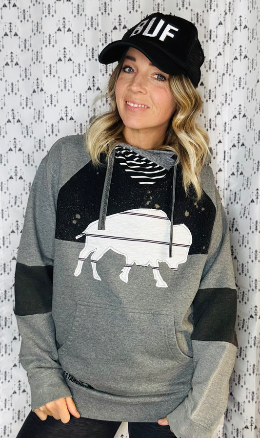 Rocktober Grey Buffalo Hoodie Size- Unisex M/L