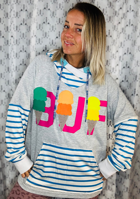 Grey Ice Cream BUF Hoodie Women's Size-XL/2X