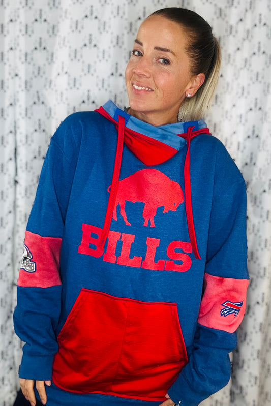 Blue & Tie Dye Buffalo Football Hoodie Unisex-L/XL