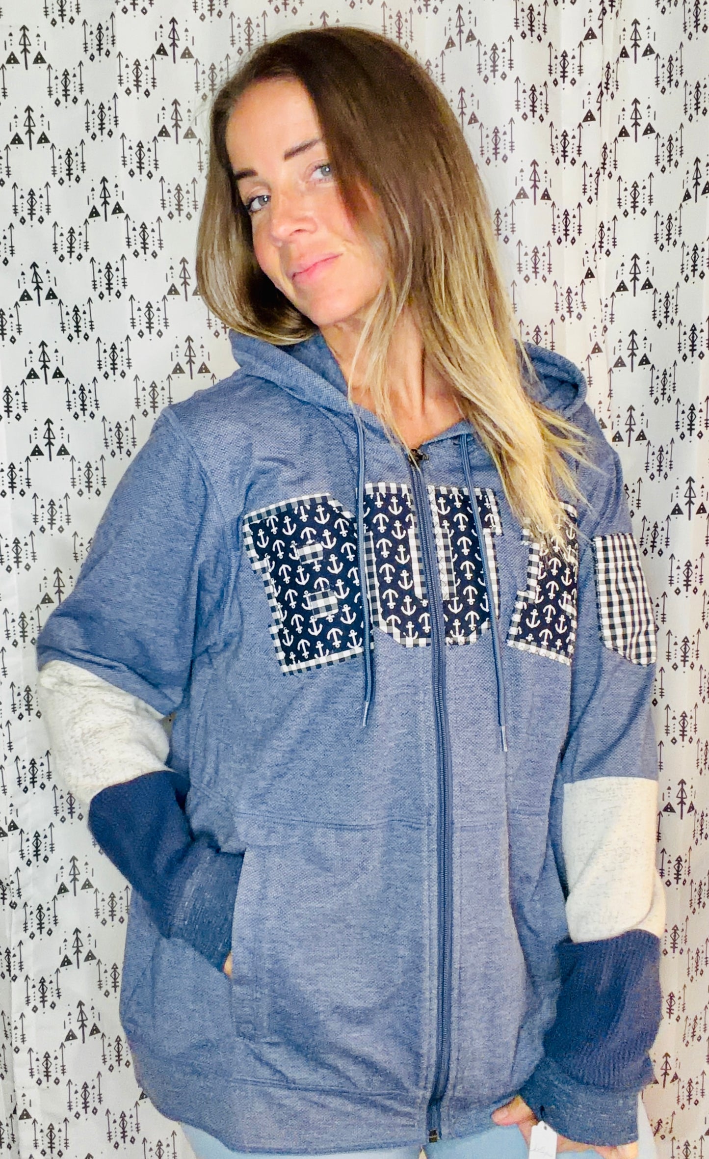 Blue Nautical BUF Zip-Up Hoodie Size Unisex- L/XL