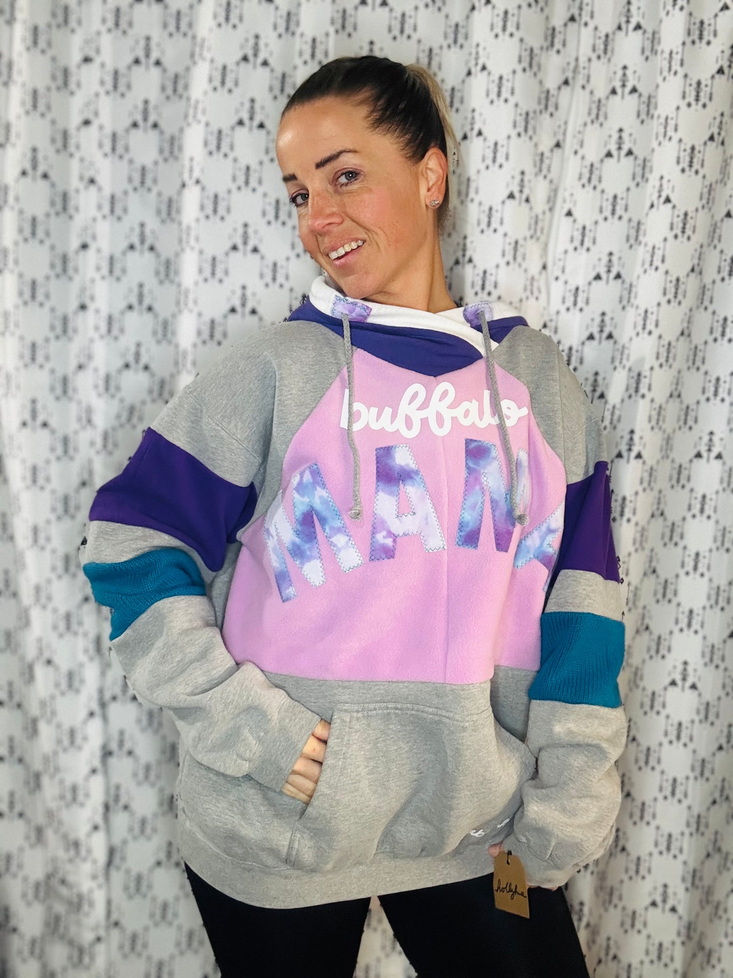 Teal & Purple Buffalo MAMA Hoodie Women's Size- XL/2X
