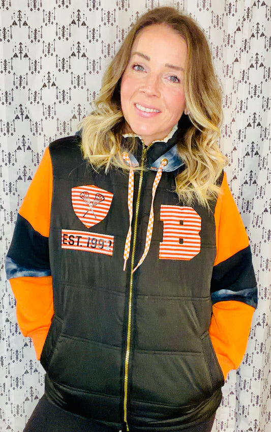 Black Buffalo Lacrosse Puffy Vest Jacket Size- Women's L/XL