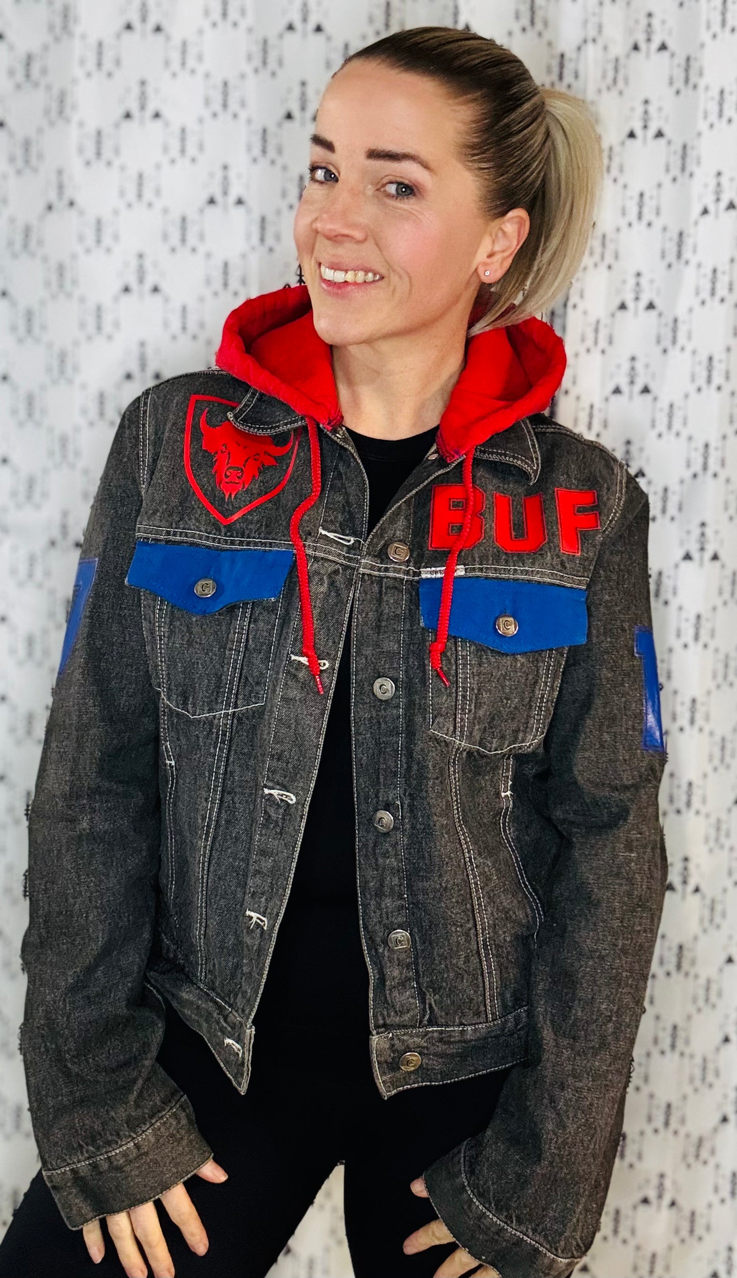 Black Denim Buffalo Football JA17 Jacket Women's-M/L