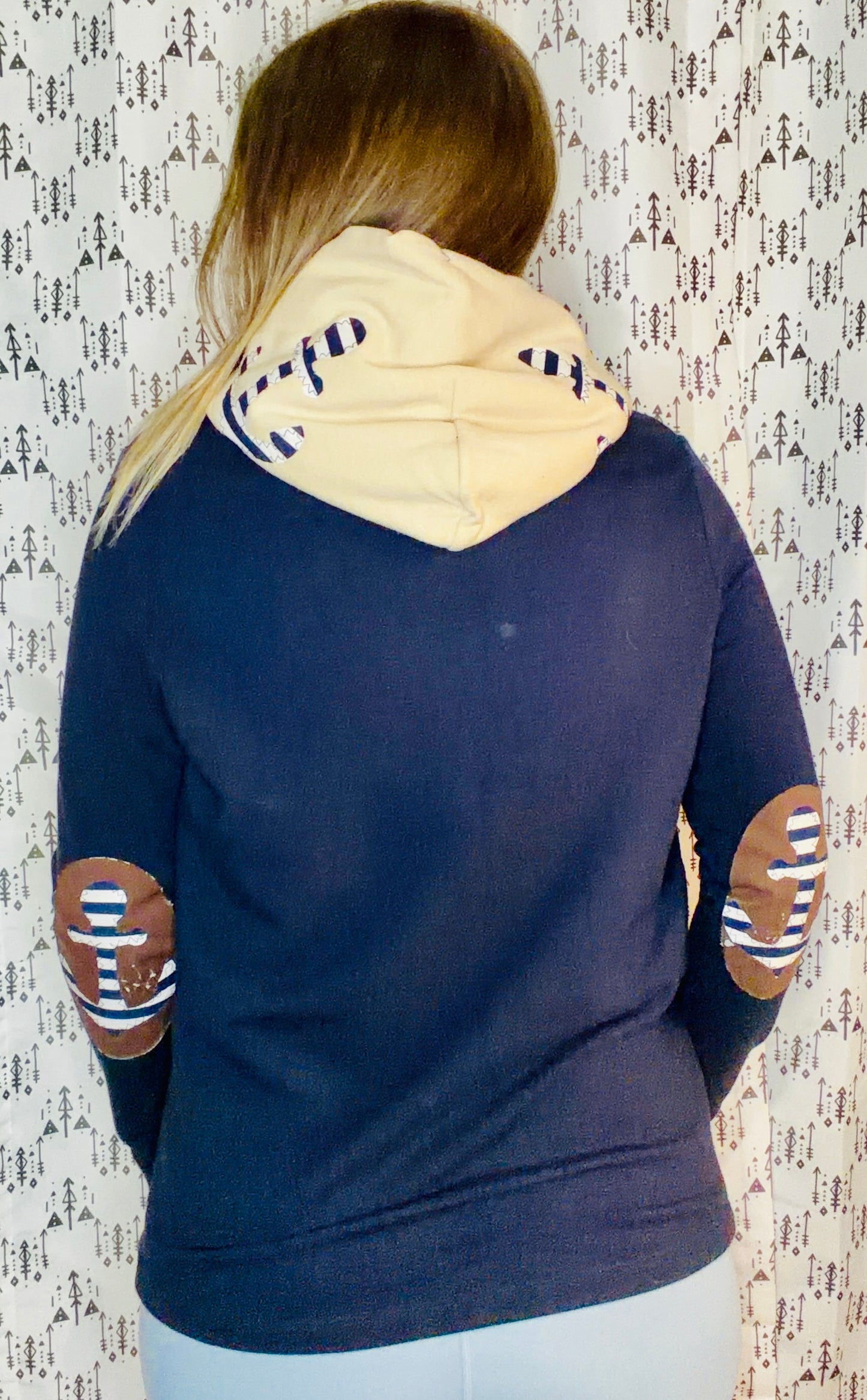 Blue Nautical Buffalo Hooded Cardigan Jacket Size Women's- S/M