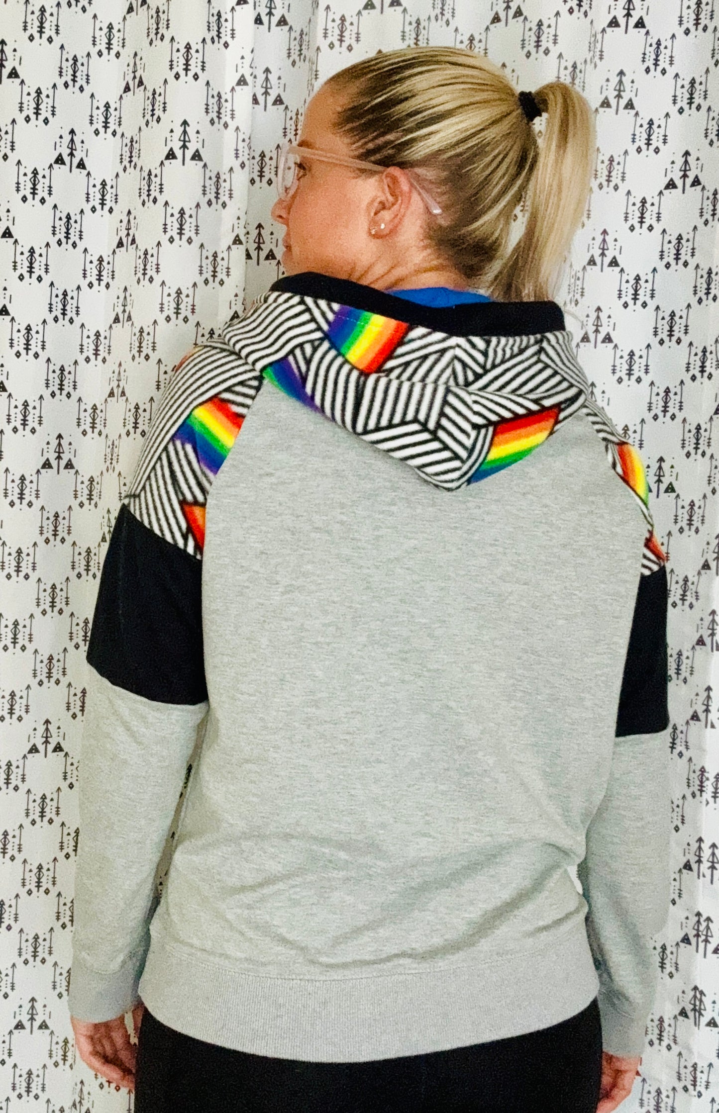 Light Grey Geometric Rainbow Love Custom Hoodie Size- Unisex XS/S