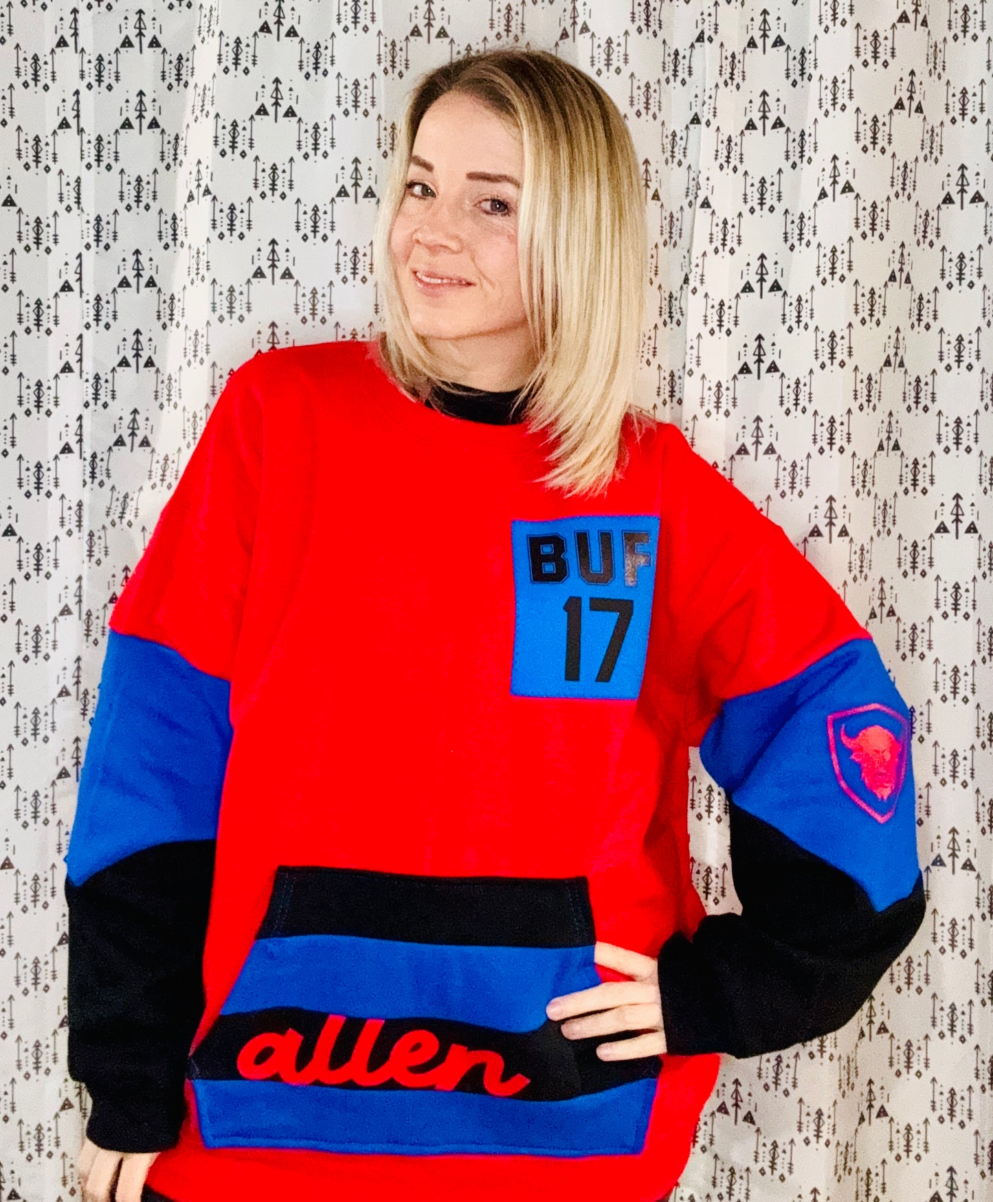 Red Color-Blocked Allen Crewneck Size- Unisex L/XL