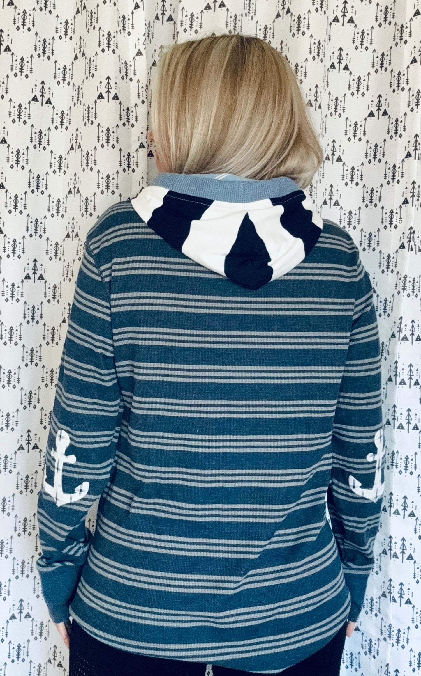 Blue Striped BUF Nautical Hoodie Size-Women’s L/XL