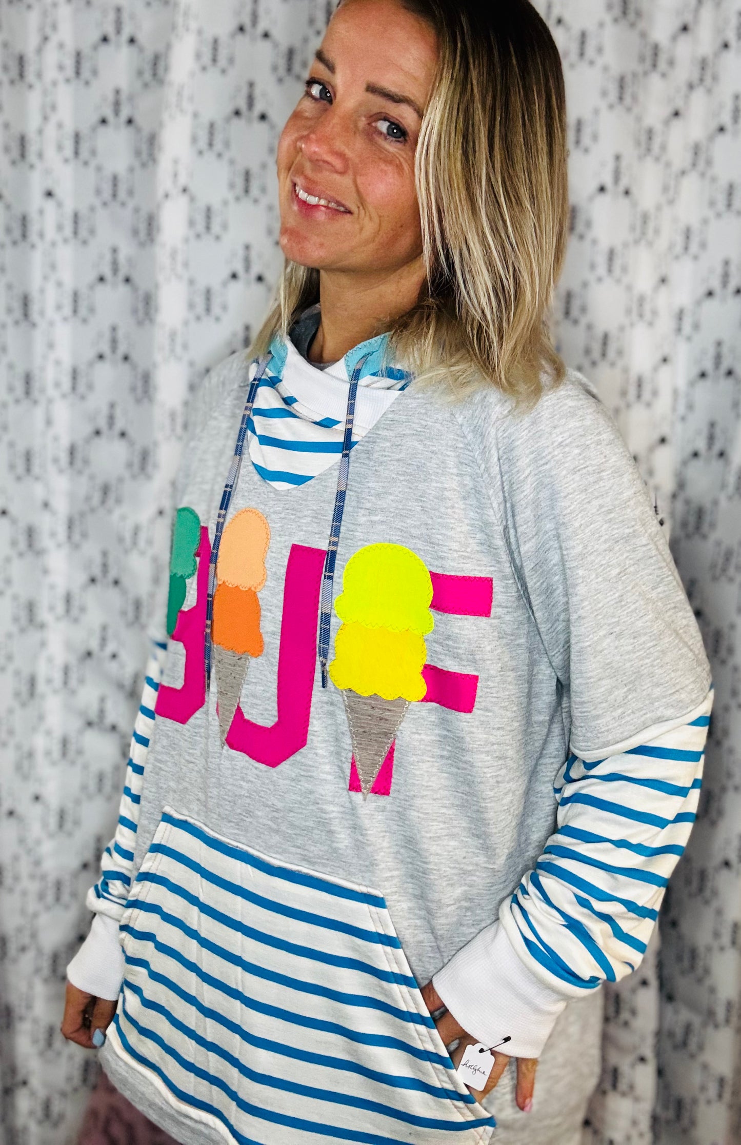 Grey Ice Cream BUF Hoodie Women's Size-XL/2X