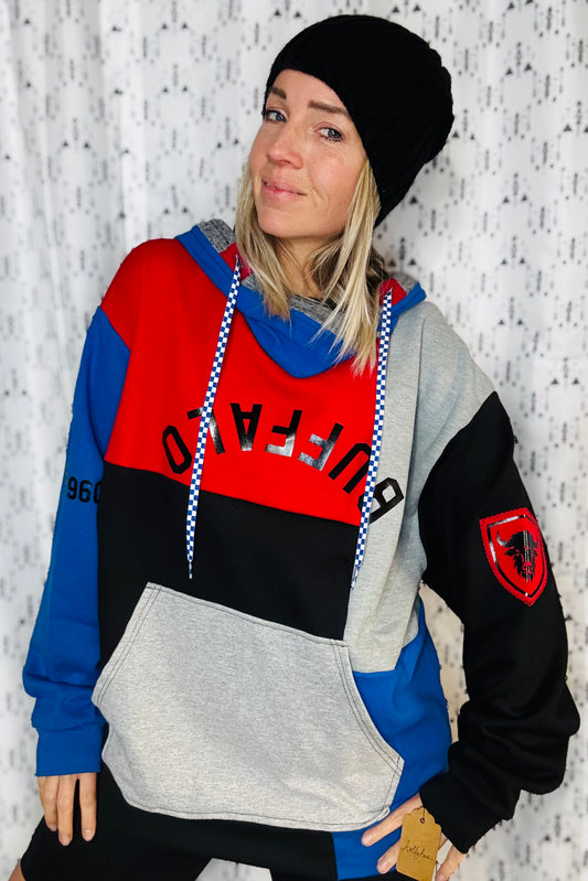 Color-Block 3 Buffalo Hoodie Size- Unisex L/XL