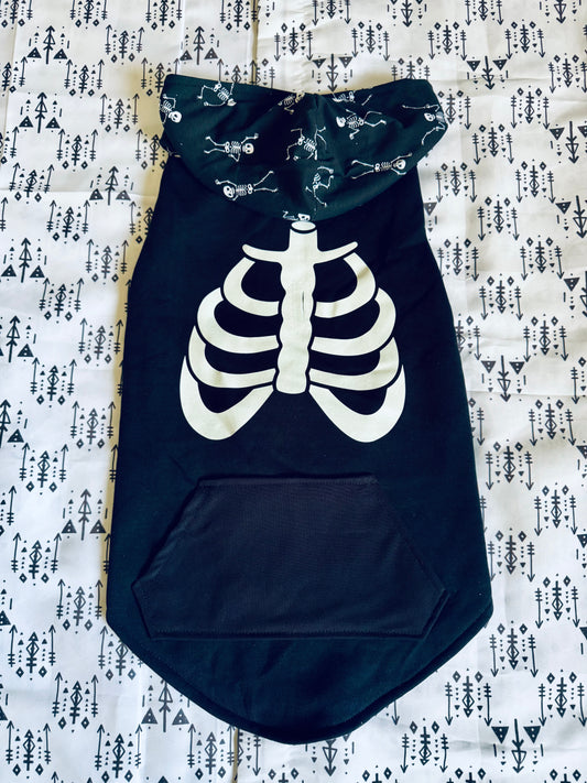 Halloween Glow In The Dark Ribs Dog Hoodie Size- XL