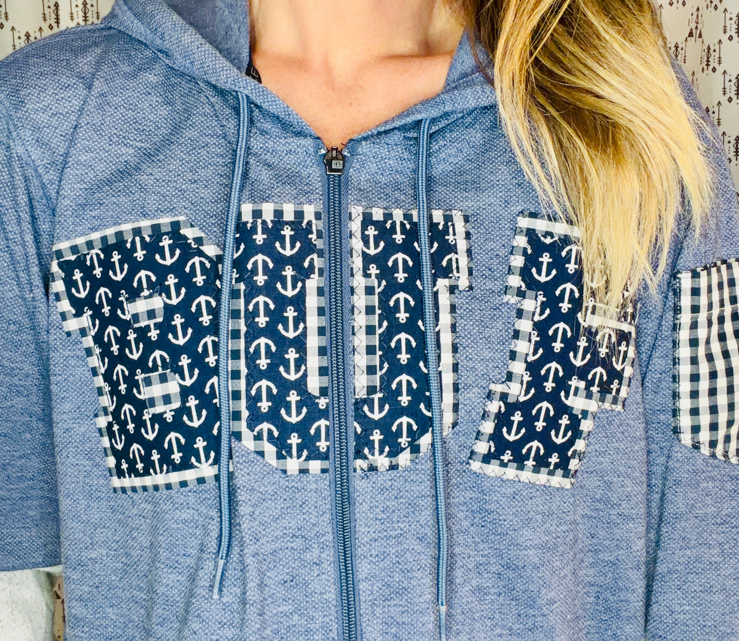 Blue Nautical BUF Zip-Up Hoodie Size Unisex- L/XL