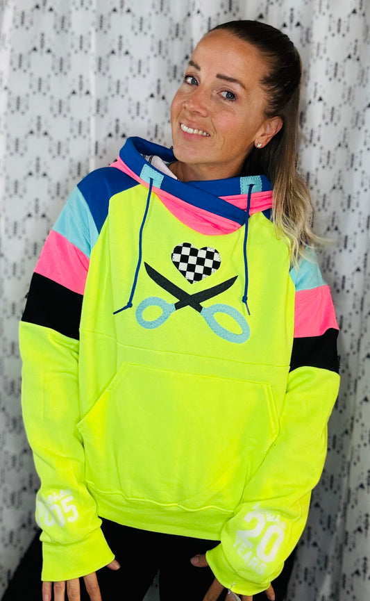 Neon Yellow 20th Anniversary HOLLYHUE Logo Hoodie Size-Women’s XL/2X
