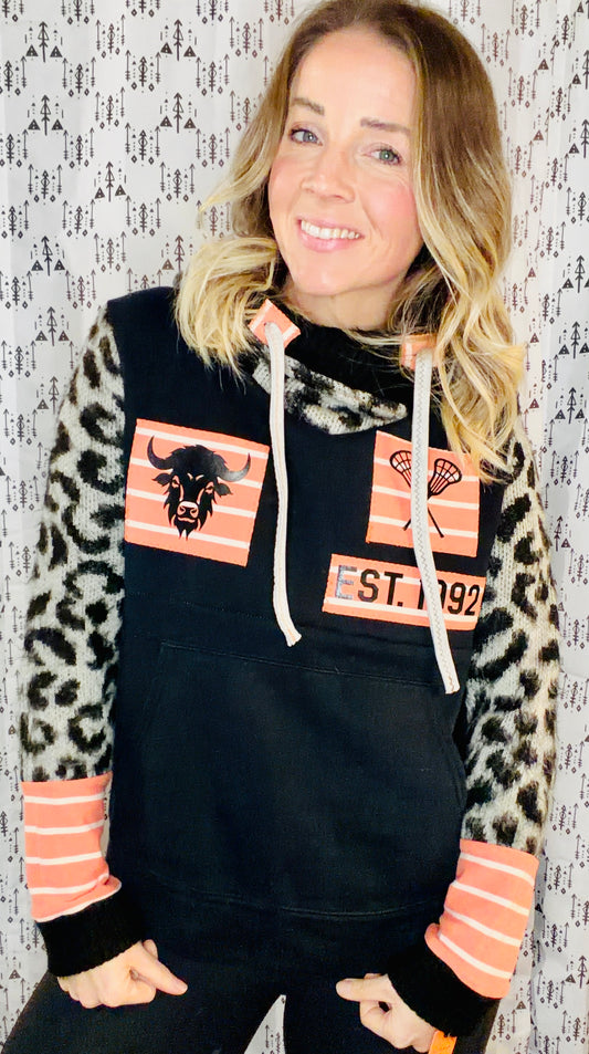 Leopard Buffalo Lacrosse Crop Hoodie Size- Women's M/L