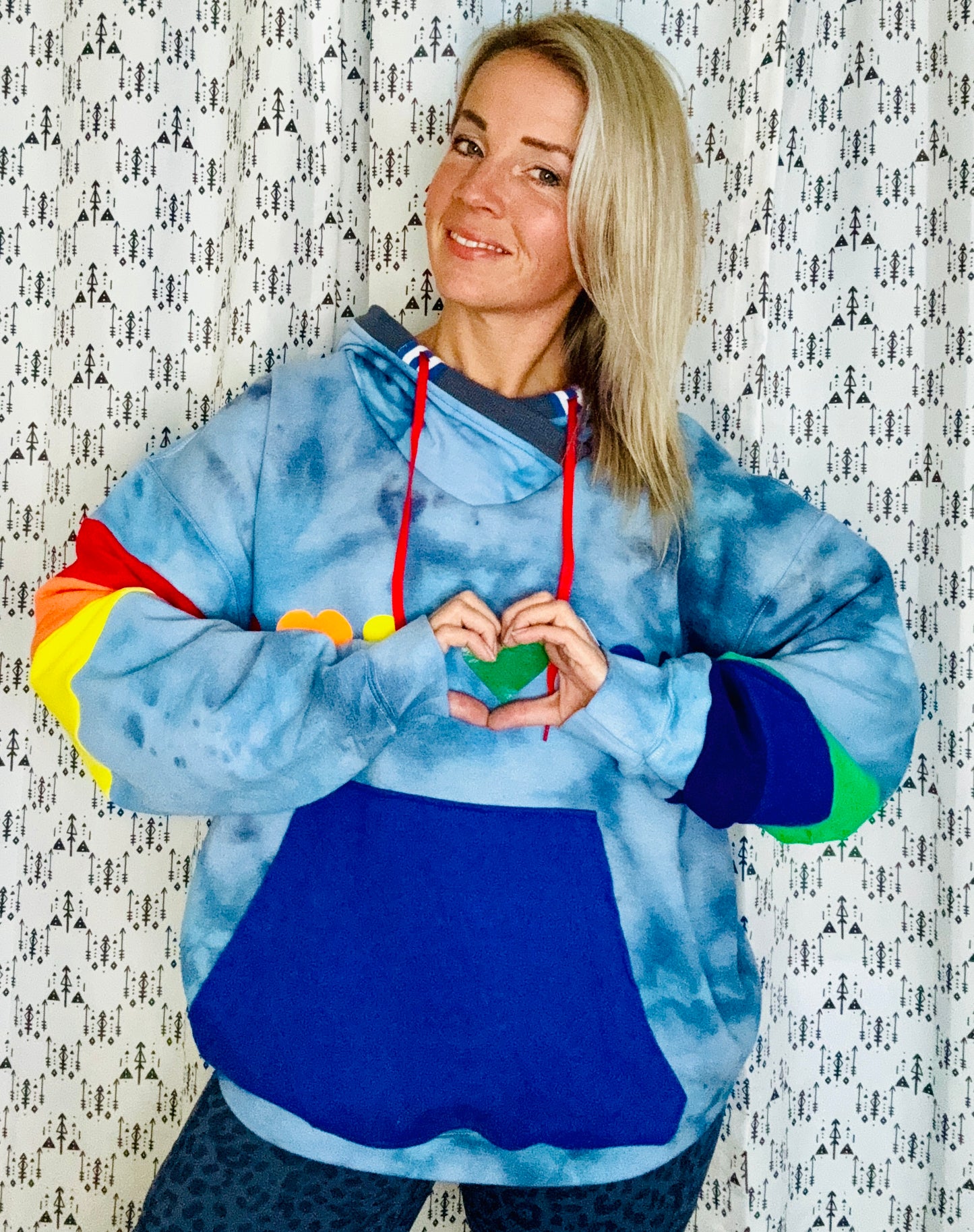 Rainbow & Hearts Tie Dye Hoodie Size- Unisex XL/2X