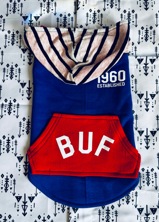 Blue & Red BUF Dog Hoodie Size- S