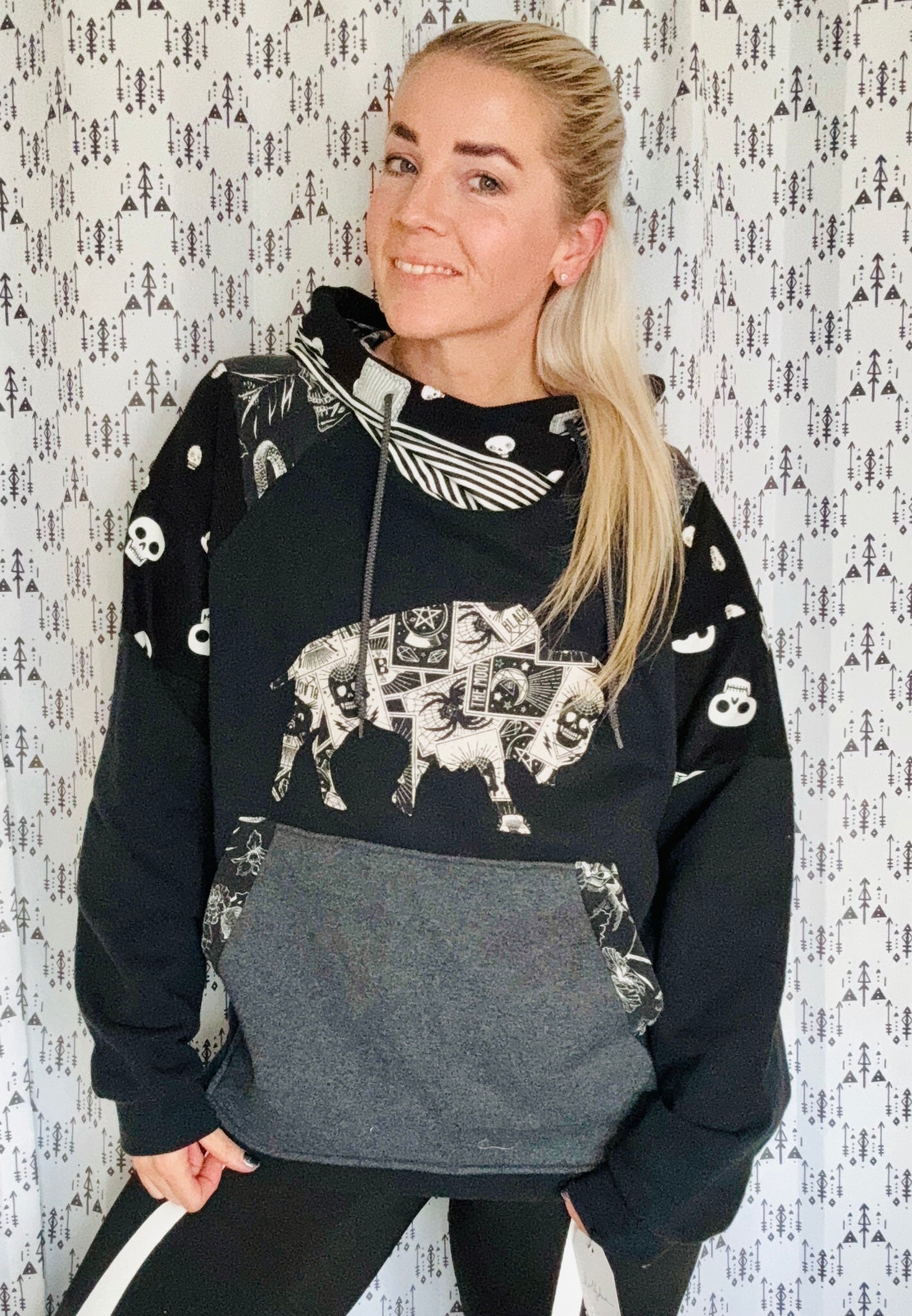 Skull and Spider Buffalo Hoodie Size- Women’s-M/L