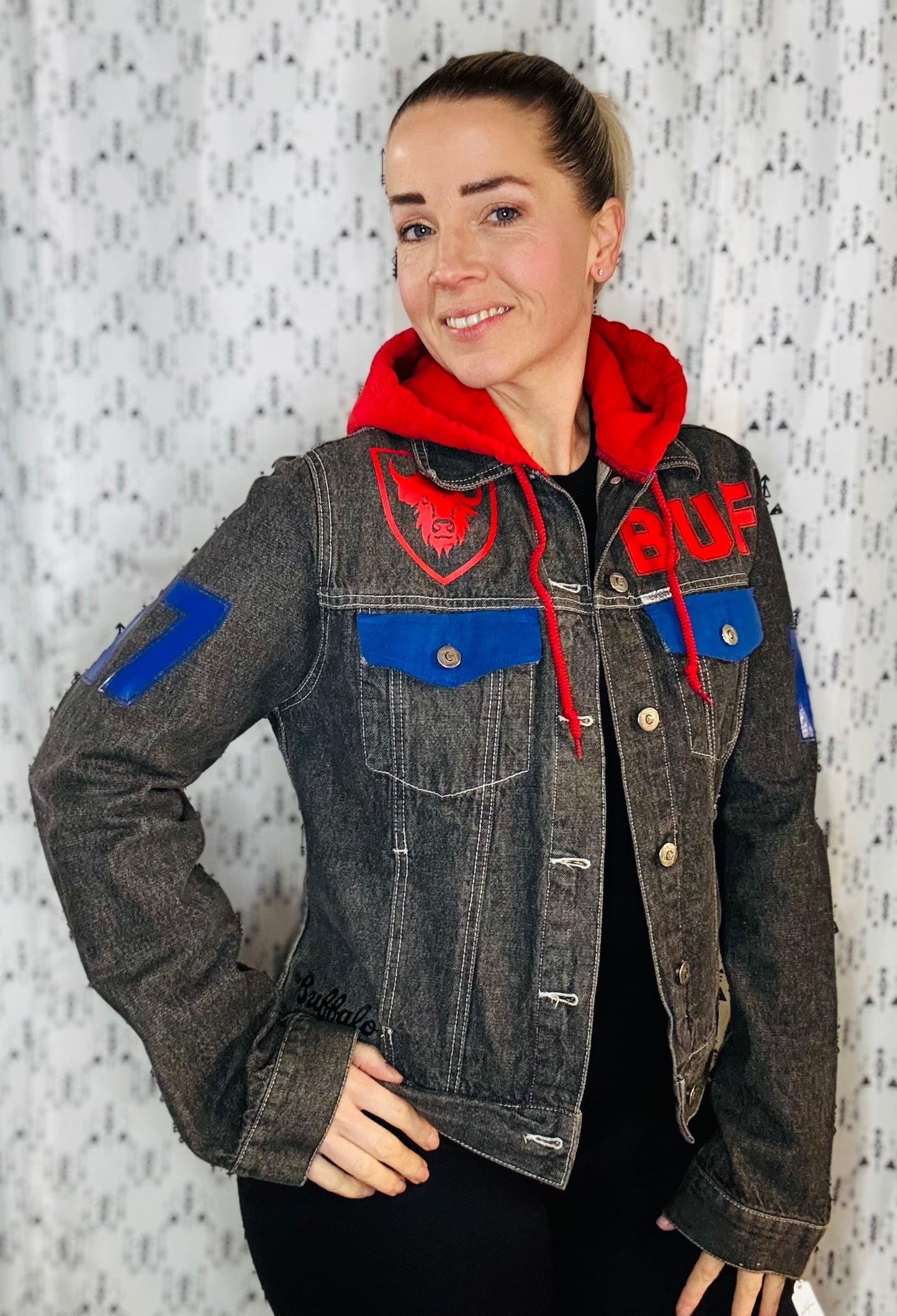 Black Denim Buffalo Football JA17 Jacket Women's-M/L