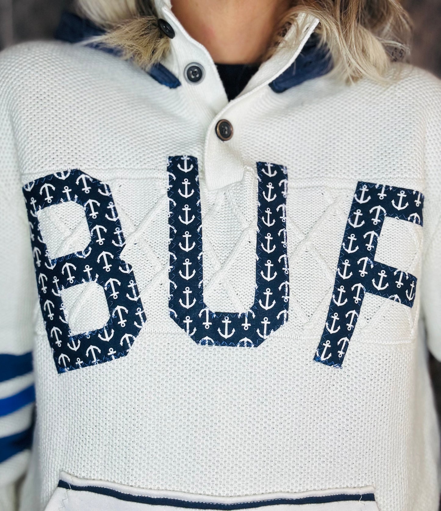 Khaki BUF Nautical Sweater Hoodie Unisex-M/L