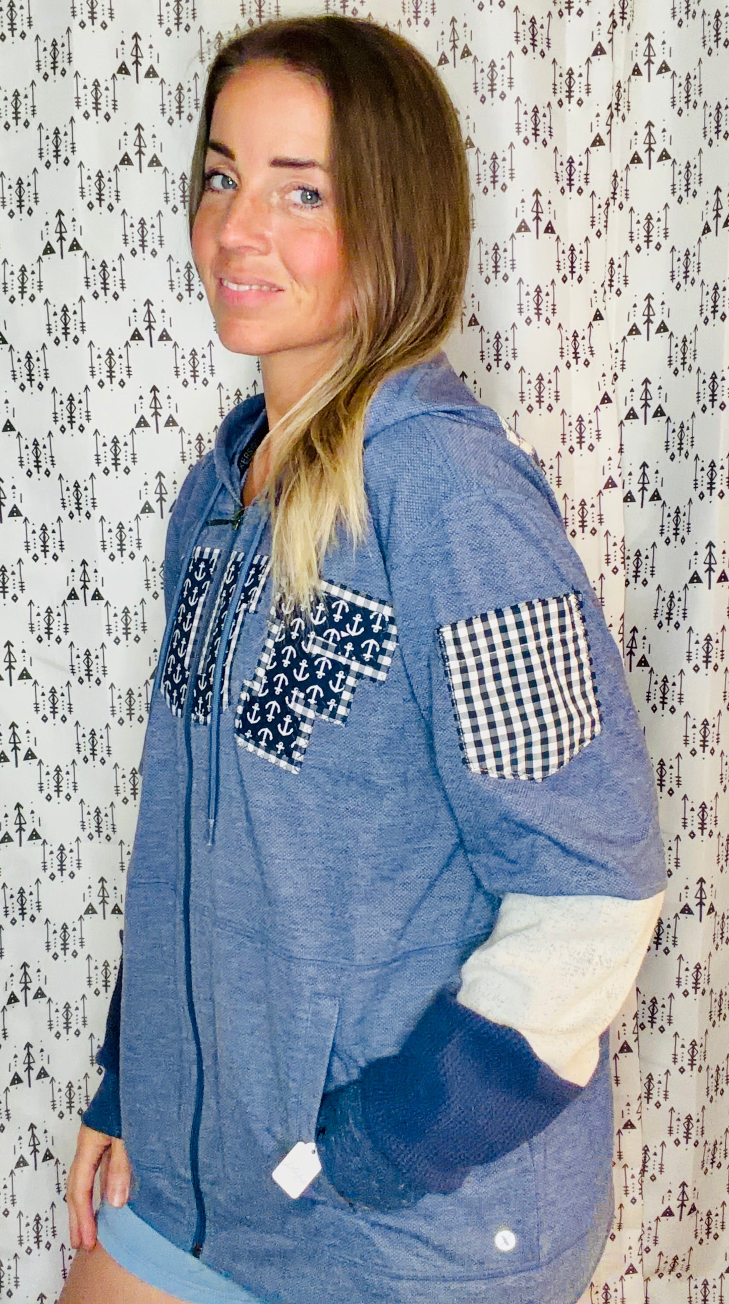 Blue Nautical BUF Zip-Up Hoodie Size Unisex- L/XL