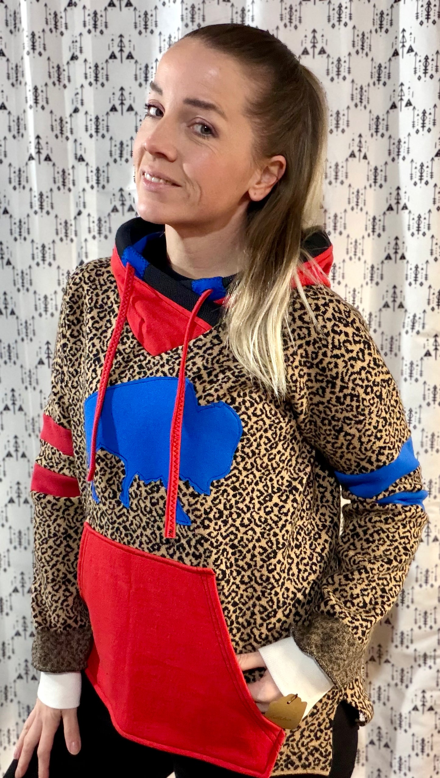 Leopard Buffalo Football Hoodie Size- Women's L/XL