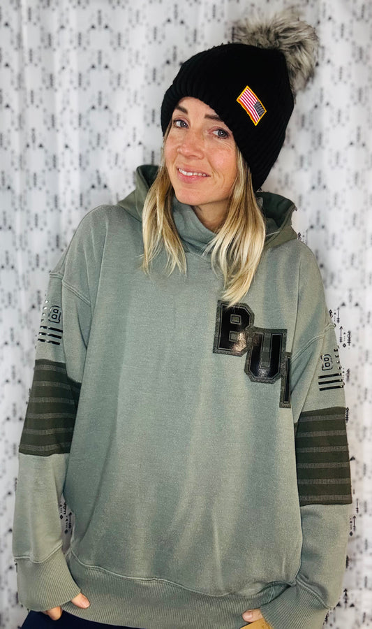 Olive Green Buffalo Football Salute Hoodie Size- Women's L/XL