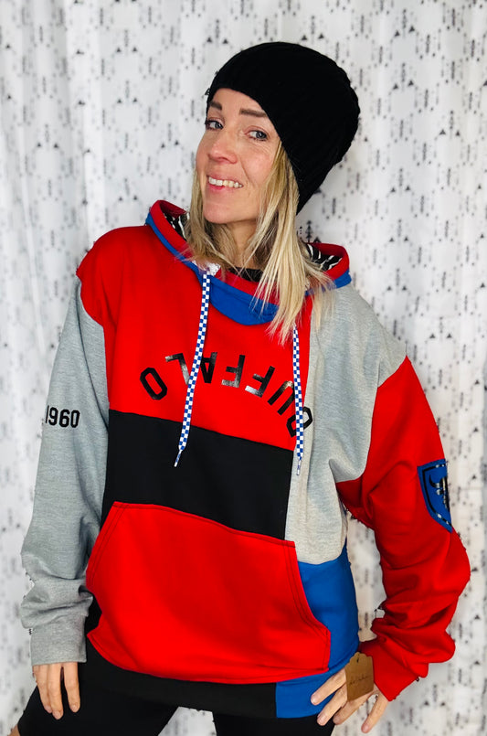 Color-Block 4 Buffalo Hoodie Size- Unisex L/XL