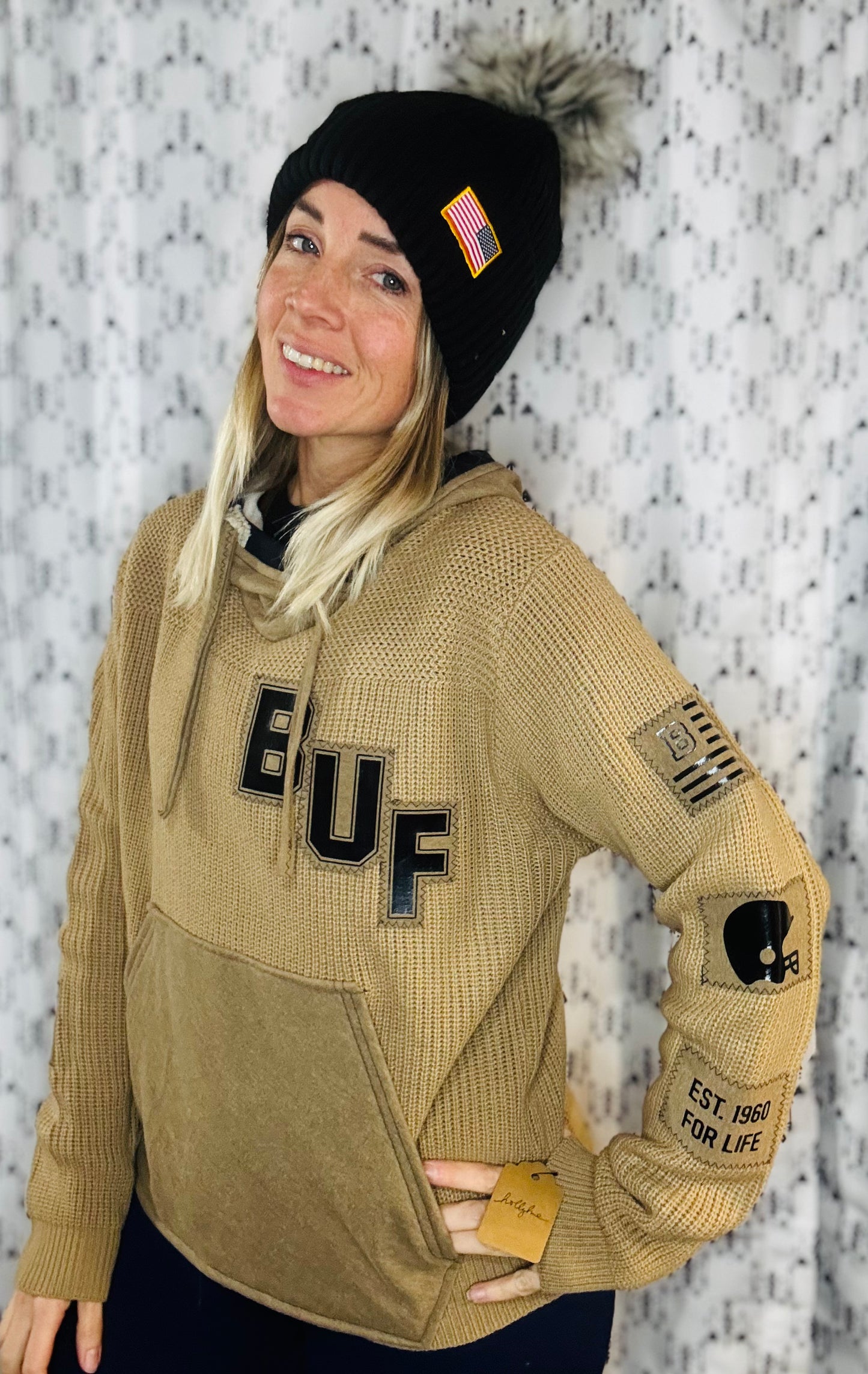 Khaki Buffalo Salute Hoodie Size- Women's M/L