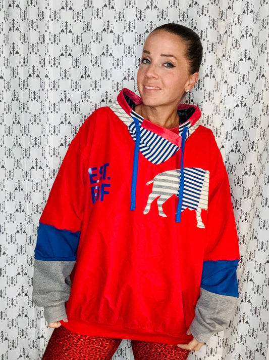 Red Windbreaker Buffalo Hoodie Unisex-XL/2X