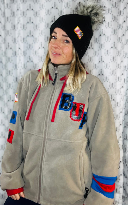 Tan Salute Buffalo Football Zip-Up Hoodie Size- Unisex L/XL