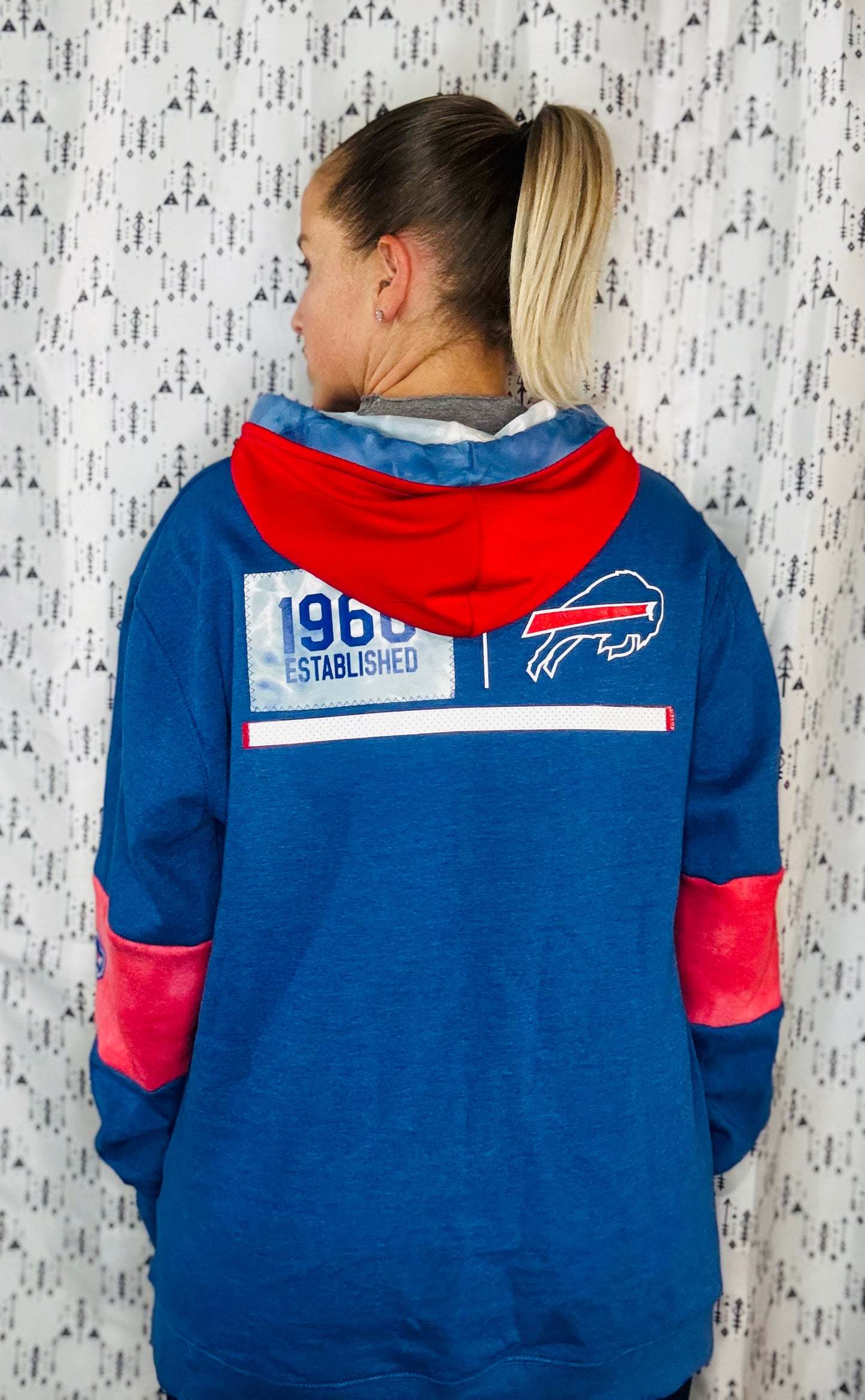 Blue & Tie Dye Buffalo Football Hoodie Unisex-L/XL