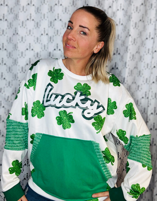 Shamrock All-Over Lucky Crewneck Size- Women's XL/2X