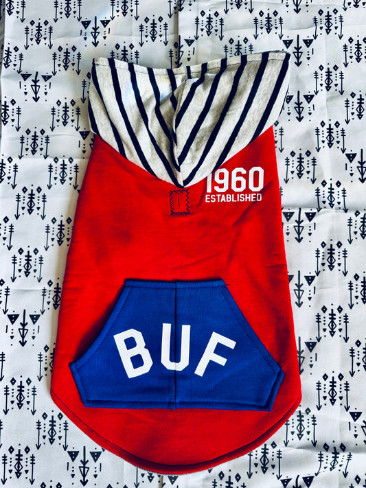 Red & Blue BUF Dog Hoodie Size- M
